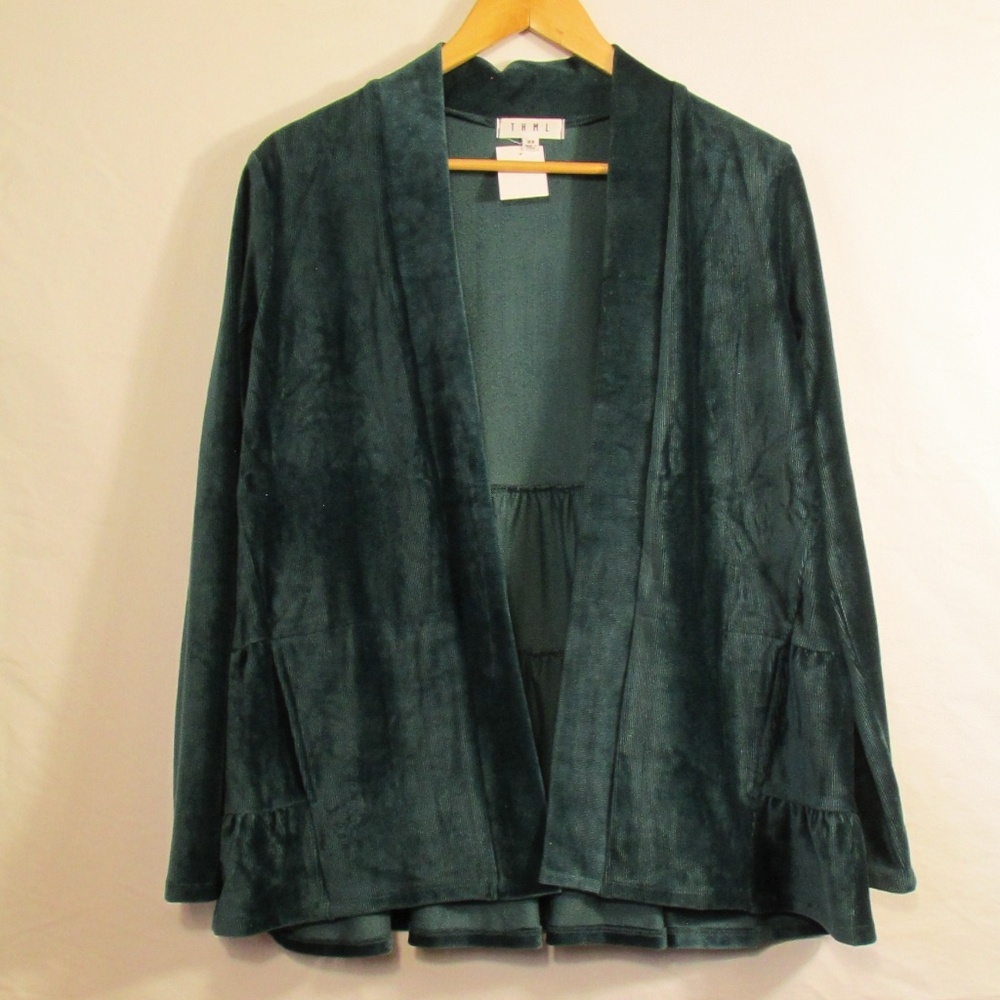 THML Anthropology Open Front Cardigan "smooth as suede" Velvet jacket